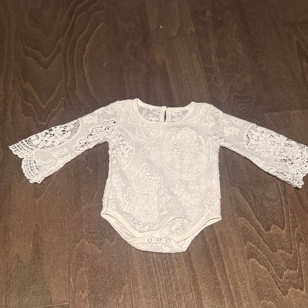 Source Unknown White Lace Kids Bodysuit